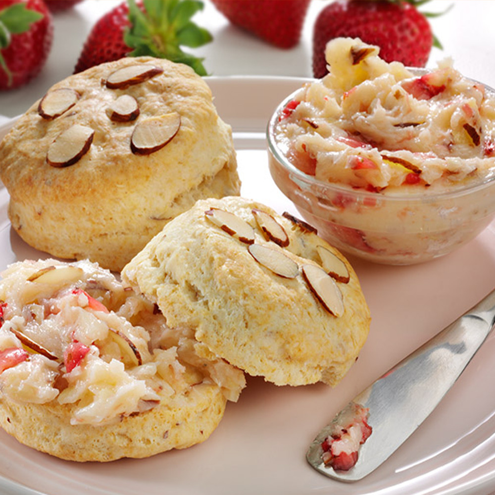 Almond Biscuits with Strawberry Butter