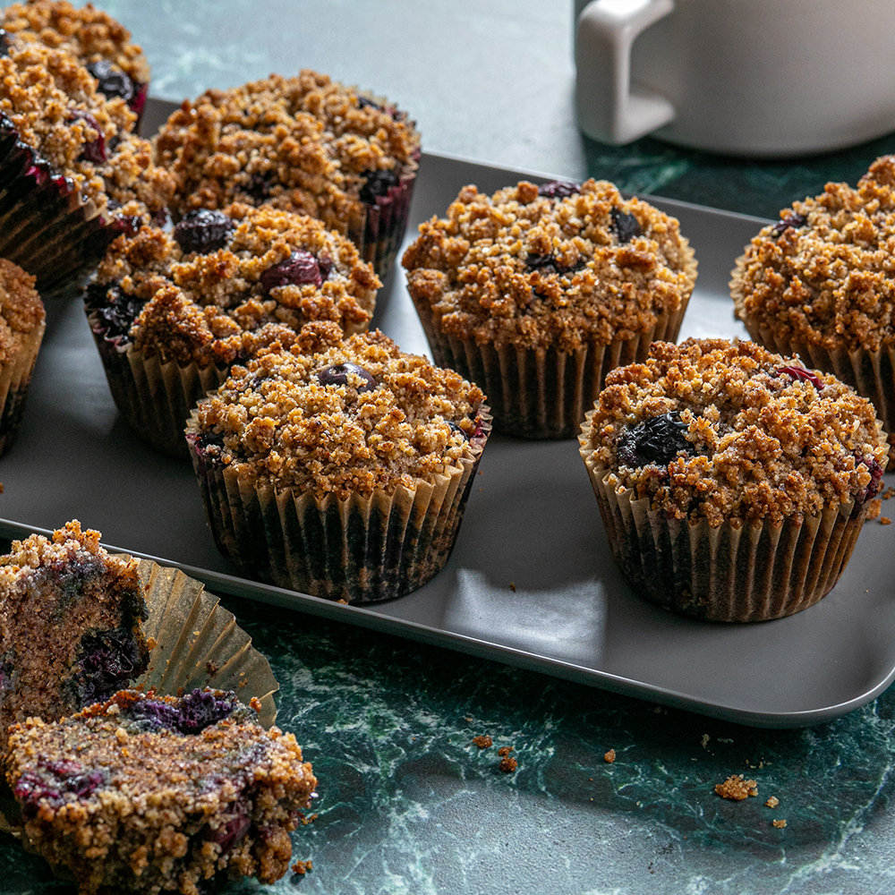 Almond Blueberry Streusel Muffins