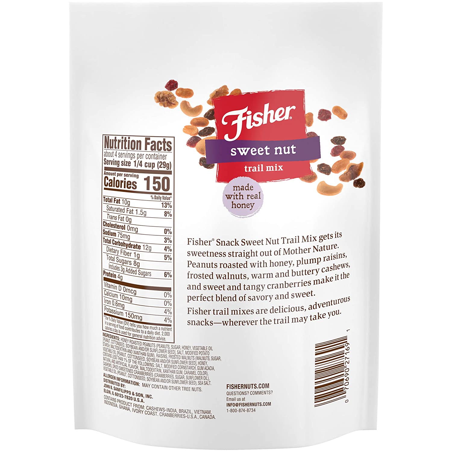 Sweet Nut Trail Mix, 4oz Fisher Nuts