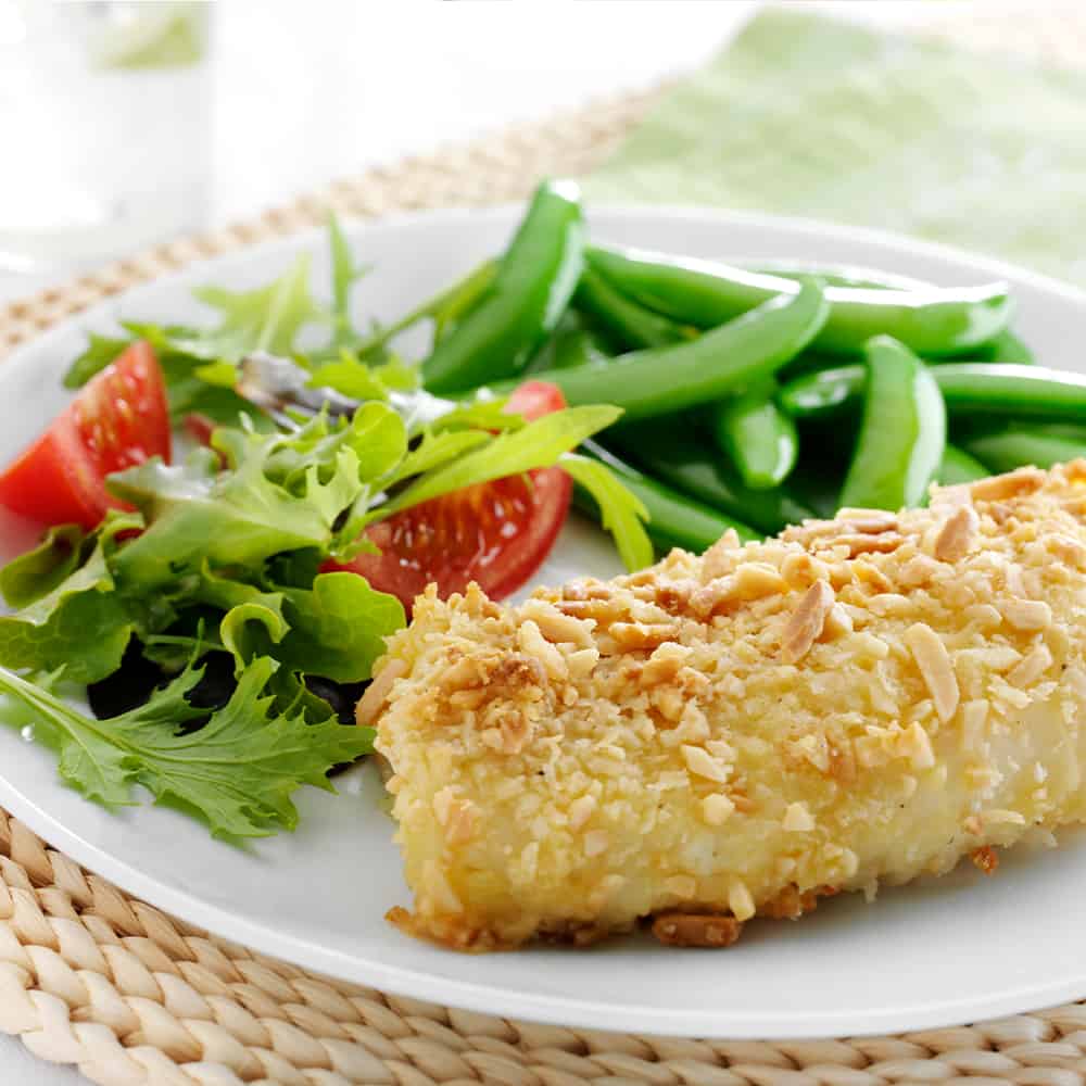 Roasted Cod with Parmesan-Almond Crust