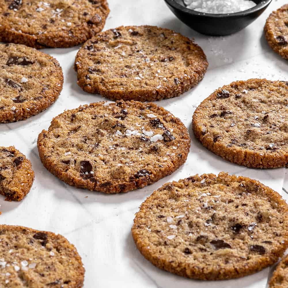 Salted Chocolate Chip-Almond Shortbread Cookies
